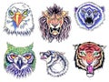 Animals oldskool tattoo set. Set of labels and elements. Vector set illustration template tattoo Royalty Free Stock Photo