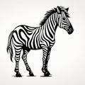Minimalist Zebra Silhouette Illustration On White Background