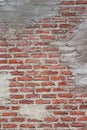 Old brick wall paint.Rough stone masonry.Vintage Design Element.Worn, broken wall requiring painting