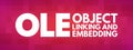 OLE - Object Linking and Embedding acronym