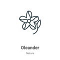 Oleander outline vector icon. Thin line black oleander icon, flat vector simple element illustration from editable nature concept Royalty Free Stock Photo