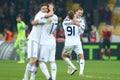 Oleh Gusev celebrates scored goal, UEFA Europa League Round of 16 second leg match between Dynamo and Everton