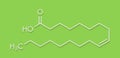 Oleic acid omega-9, cis fatty acid. Common in animal fats and vegetable oils. Its salt, sodium oleate, is often used in soap..