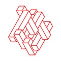 Impossible objects. Optical illusion figure. Optical art shape. Line art. 3d illustration. Logo. Geometry.