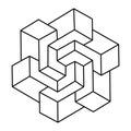 Impossible shape logo design, optical illusion object. Sacred geometry figure. Optical art. Royalty Free Stock Photo