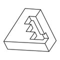 Optical illusion shape, unreal geometric object vector. Impossible figure. Vector simple illustration. Royalty Free Stock Photo