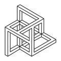 Impossible shape logo design, optical illusion object. Optical art figure. Sacred geometry. Royalty Free Stock Photo