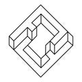 Optical illusion hexagon, unreal geometric object vector. Impossible figure. Sacred geometry shapes.