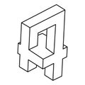 Optical illusion shapes, unreal geometric object vector. Impossible figure. Vector illustration.