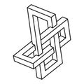 Optical illusion, unreal geometric object vector. Impossible figure. Sacred geometry. Op art shape.