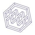 Impossible optical illusion shapes. Optical art objects. Impossible figures. Unreal geometric logo.