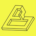 Impossible shapes. Line design. Isolated on a yellow background. Vector illustration. Optical illusion objects. Royalty Free Stock Photo