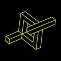 Impossible optical illusion shapes. Optical art object. Impossible figures. Line art. Unreal geometric objects. Royalty Free Stock Photo