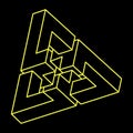 Paradox. Impossible optical illusion shapes. Optical art object. Impossible figures. Line art. Unreal geometric objects. Royalty Free Stock Photo
