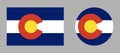 Colorado rectangle, circle flag badges. State of Colorado symbol icons. USA circular, rectangular shape button, banner set. Royalty Free Stock Photo