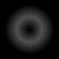 Halftone element template. Circular halftone pattern. Abstract white dots round emblem. Specks, halftone circle gradient. Royalty Free Stock Photo