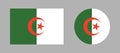 Algeria Flag circle, rectangle badges set. African Country flag banners. National round, rectangular Algeria flag icons. Royalty Free Stock Photo