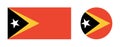 East Timor flag button, badge, sticker. Flag of East Timor circle, rectangle flat icons. Set of rectangular, round national flag. Royalty Free Stock Photo