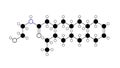 oleoylethanolamide molecule, structural chemical formula, ball-and-stick model, isolated image ethanolamide lipid