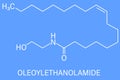 Oleoylethanolamide molecule. Skeletal formula. Royalty Free Stock Photo