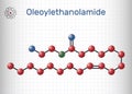 Oleoylethanolamide, oleoyl ethanolamide, OEA molecule. It is ethanolamide of oleic acid, monounsaturated analogue of Royalty Free Stock Photo