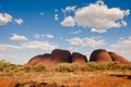 The Olgas, Kata Tjuta, Australia, with blue sky and white clouds