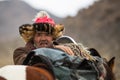 Local mongolian people during annual national competition with birds of prey BERKUTCHI of West Mongolia