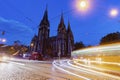 Olha and Elizabeth Church in Lviv at night