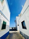 A typical street on Olhao, a city on Algarve region, Portugal. Royalty Free Stock Photo