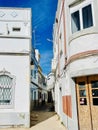 A typical street on Olhao, a city on Algarve region, Portugal. Royalty Free Stock Photo