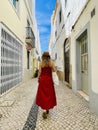 A typical street on Olhao, a city on Algarve region, Portugal. Royalty Free Stock Photo