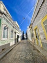 A typical street on Olhao, a city on Algarve region, Portugal. Royalty Free Stock Photo