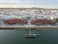 Olhao with two market buildings by Ria Formosa, Algarve, Portugal Royalty Free Stock Photo