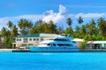 Olhuveli island port Laccadive Sea Maldives Royalty Free Stock Photo