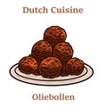 Oliebollen. Oil dumplings on white background. Traditional treat on New Years Eve in The Netherlands