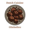 Oliebollen. Oil dumplings on white background. Traditional treat on New Years Eve in The Netherlands