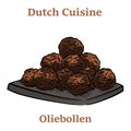 Oliebollen. Oil dumplings on white background. Traditional treat on New Years Eve in The Netherlands