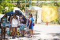 Olinda /Brazil : 09/02/2018: Colorful Brazilian street market in the historic streets of Olinda in Pernambuco, Brazil with its