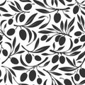 Oliva seamless pattern. Vector branch. Organic oil