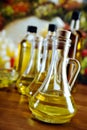 Olive bottles closeup