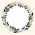 Olive branch wreath. Elegant round frame. Vector illustration. Generative AI