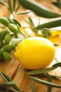 Olive branches with lemon