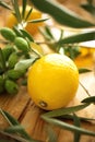 Olive branches with lemon Royalty Free Stock Photo