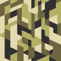 Olive camouflage pattern background seamless vector. Camo with isometric geometric shapes