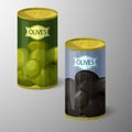 Olive cans. canned goods. Vector illustration