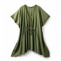 Olive Cotton Caftan Dress: Smooth, Shiny, And Stylish