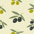 Branch of olive with green leaves pattern