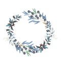 Olive floral illustration - olive branch frame / wreath for wedding stationary, greetings, wallpapers, fashion