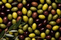 Olive fresh background topview. Generate Ai