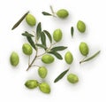 Olive fruit and olive leaves on a white background Royalty Free Stock Photo